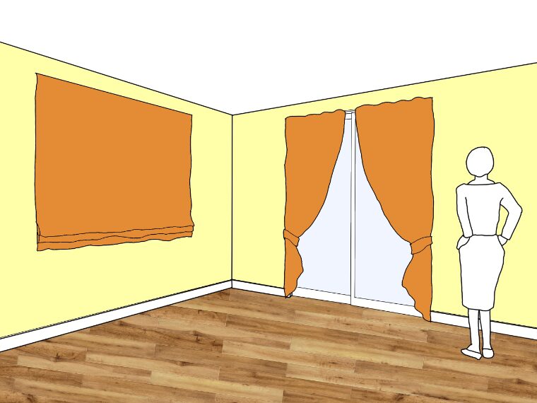 黄色の壁紙・部屋に合うカーテンの色