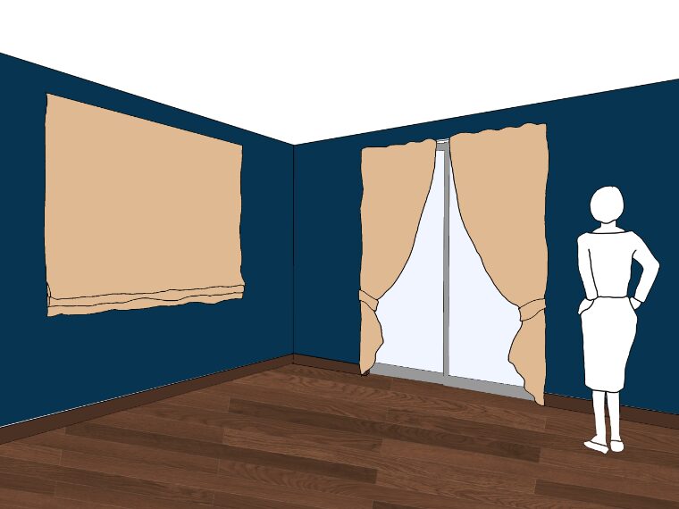 ネイビーの壁紙や部屋に合うカーテンの色