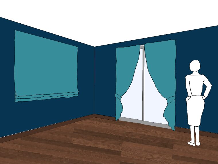 ネイビーの壁紙や部屋に合うカーテンの色