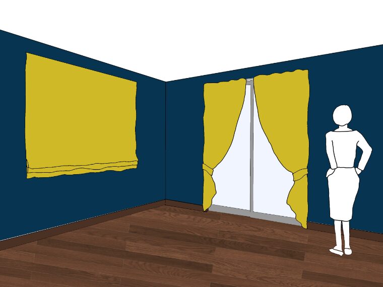 ネイビーの壁紙や部屋に合うカーテンの色