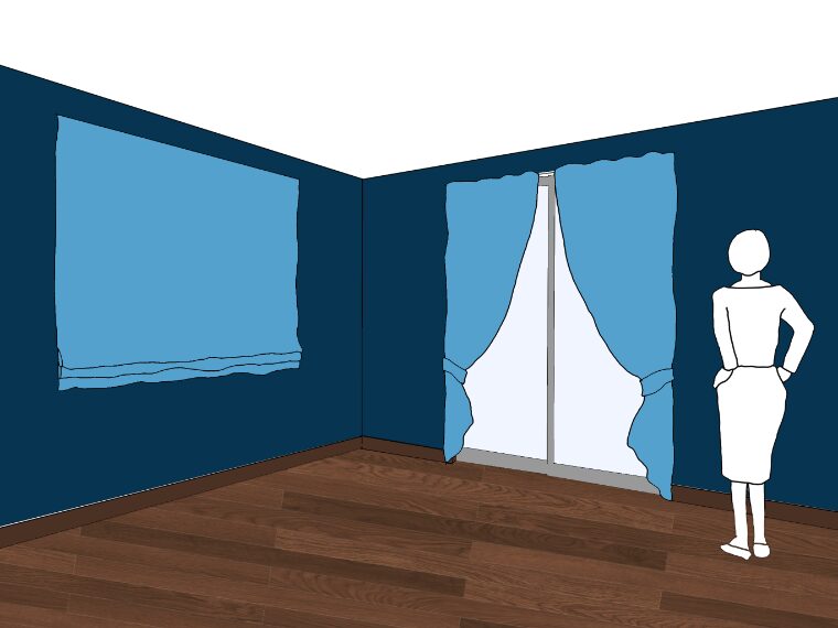 ネイビーの壁紙や部屋に合うカーテンの色