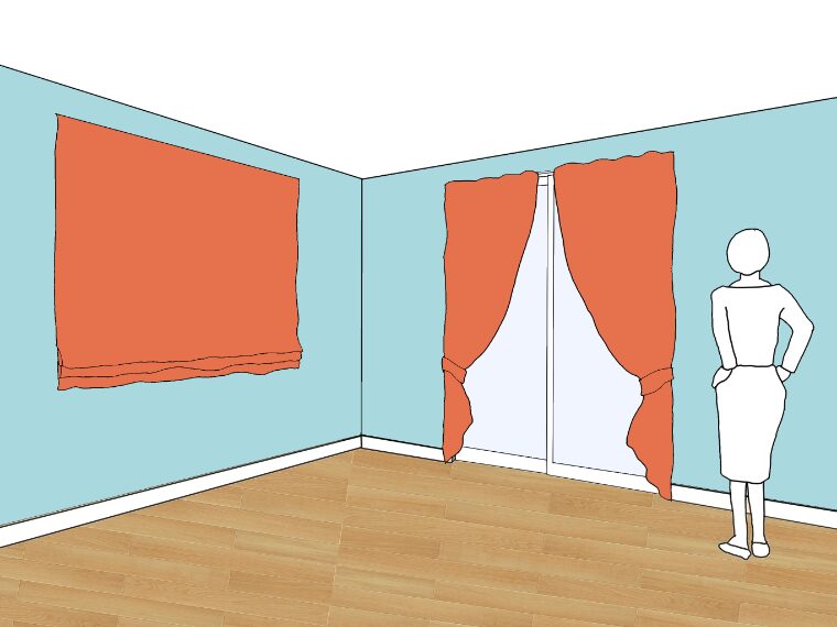 水色の壁紙・部屋に合うカーテンの色