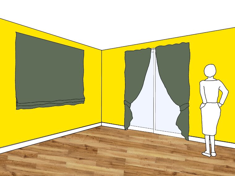 黄色の壁紙･部屋に合うカーテンの色