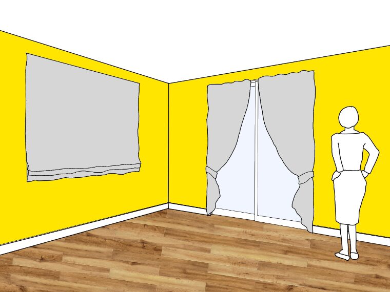 黄色の壁紙･部屋に合うカーテンの色