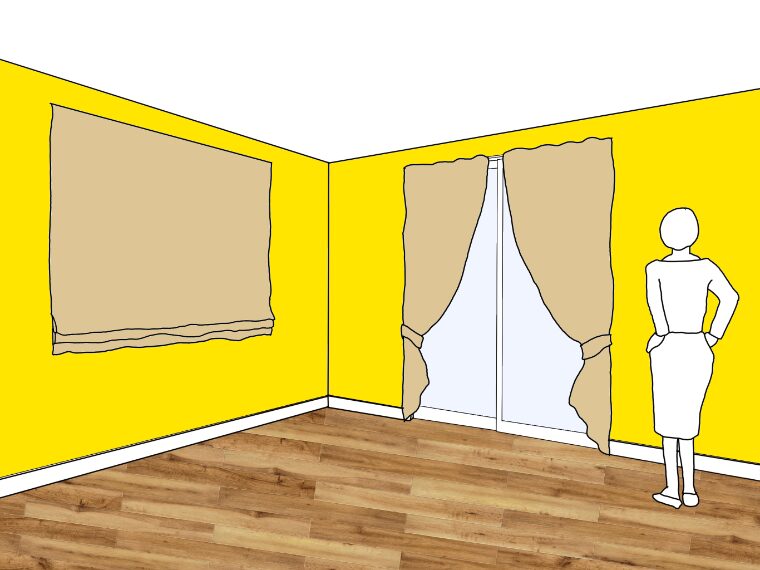 黄色の壁紙･部屋に合うカーテンの色