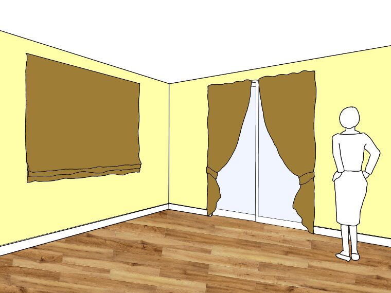 黄色の壁紙・部屋に合うカーテンの色