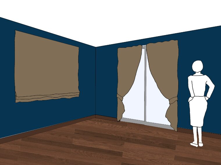 ネイビーの壁紙や部屋に合うカーテンの色