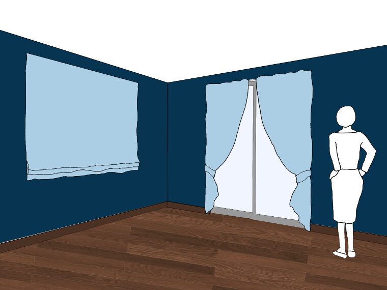 ネイビーの壁紙や部屋に合うカーテンの色