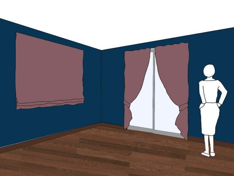 ネイビーの壁紙や部屋に合うカーテンの色