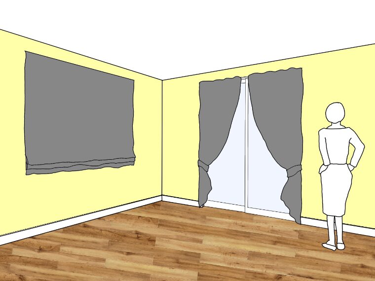 黄色の壁紙・部屋に合うカーテンの色