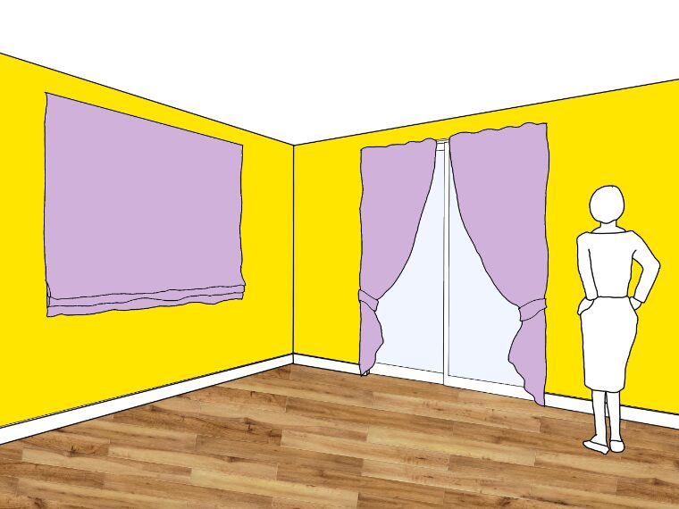 黄色の壁紙･部屋に合うカーテンの色