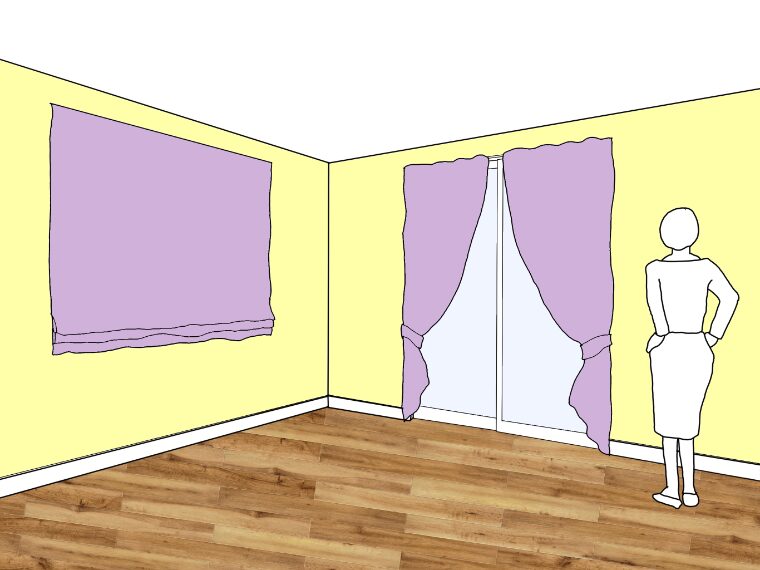 黄色の壁紙・部屋に合うカーテンの色