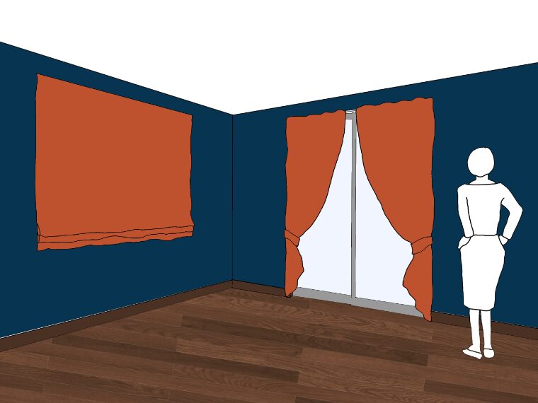 ネイビーの壁紙や部屋に合うカーテンの色