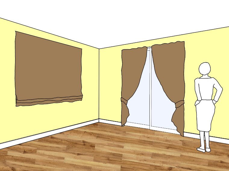 黄色の壁紙・部屋に合うカーテンの色