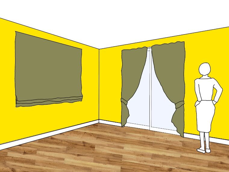 黄色の壁紙･部屋に合うカーテンの色