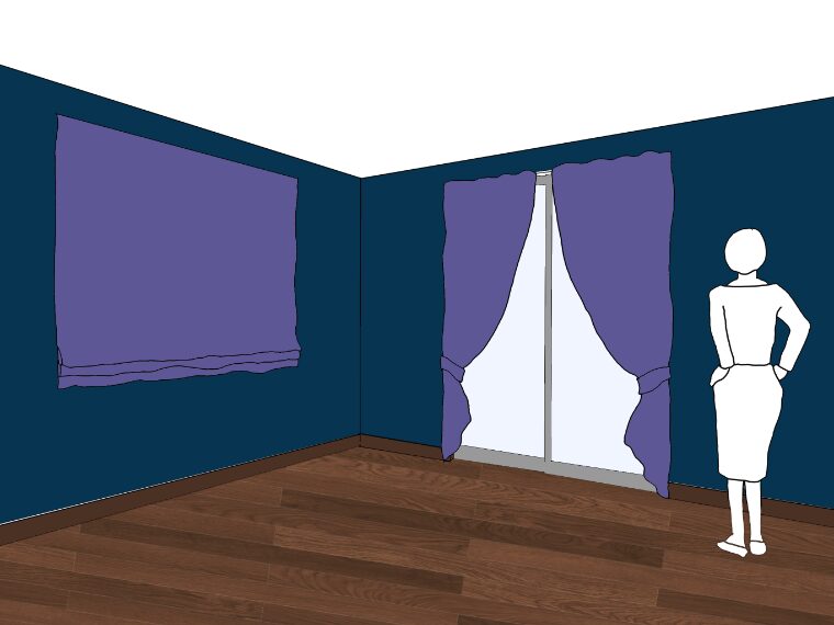 ネイビーの壁紙や部屋に合うカーテンの色