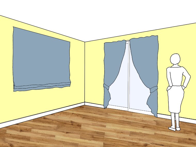 黄色の壁紙・部屋に合うカーテンの色