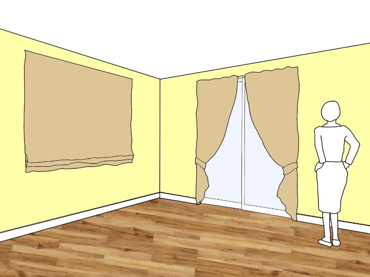 黄色の壁紙・部屋に合うカーテンの色