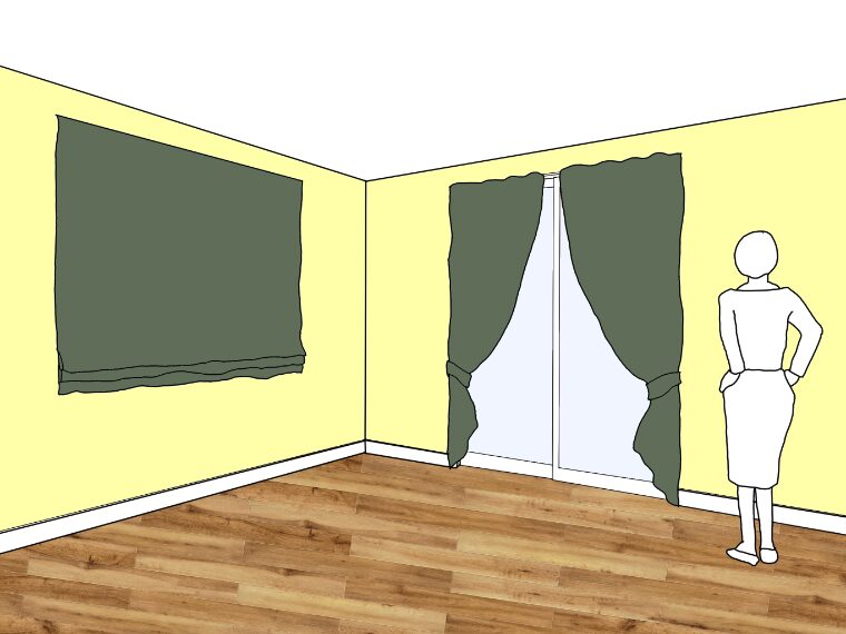 黄色の壁紙・部屋に合うカーテンの色