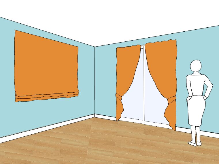 水色の壁紙・部屋に合うカーテンの色